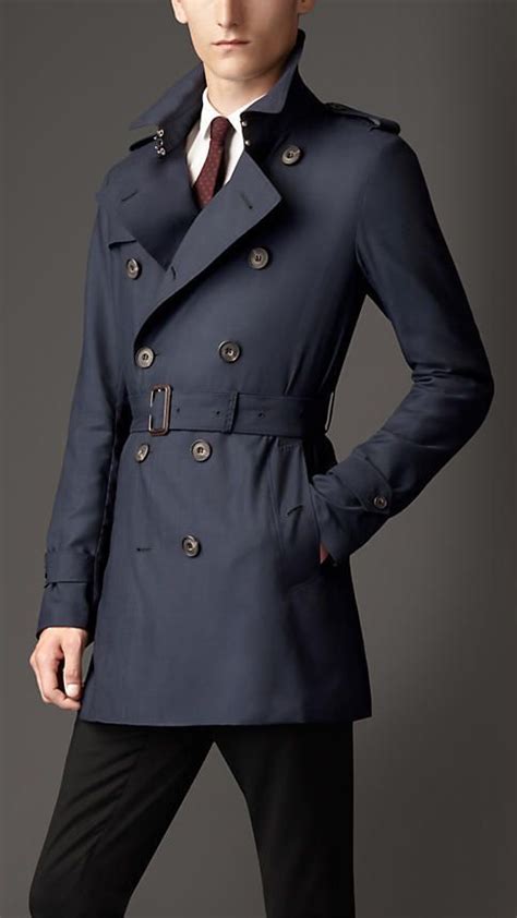 navy burberry trench coat mens|burberry navy trench coat men's.